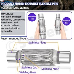 3Pcs 2.5 X 6 Inches Exhaust Flex Pipe with 2.5 Inches Exhaust U Clamp Kit, Unive