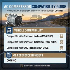 AC Compressor w/ Clutch for 1994-2009 Chevy Kodiak GMC Topkick 7.2L CO4618C