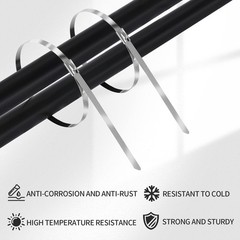 Metal Zip Ties 11.8 inch 100pcs 11.8x 0.18 x 0.01 inches (L*W*T), Silver