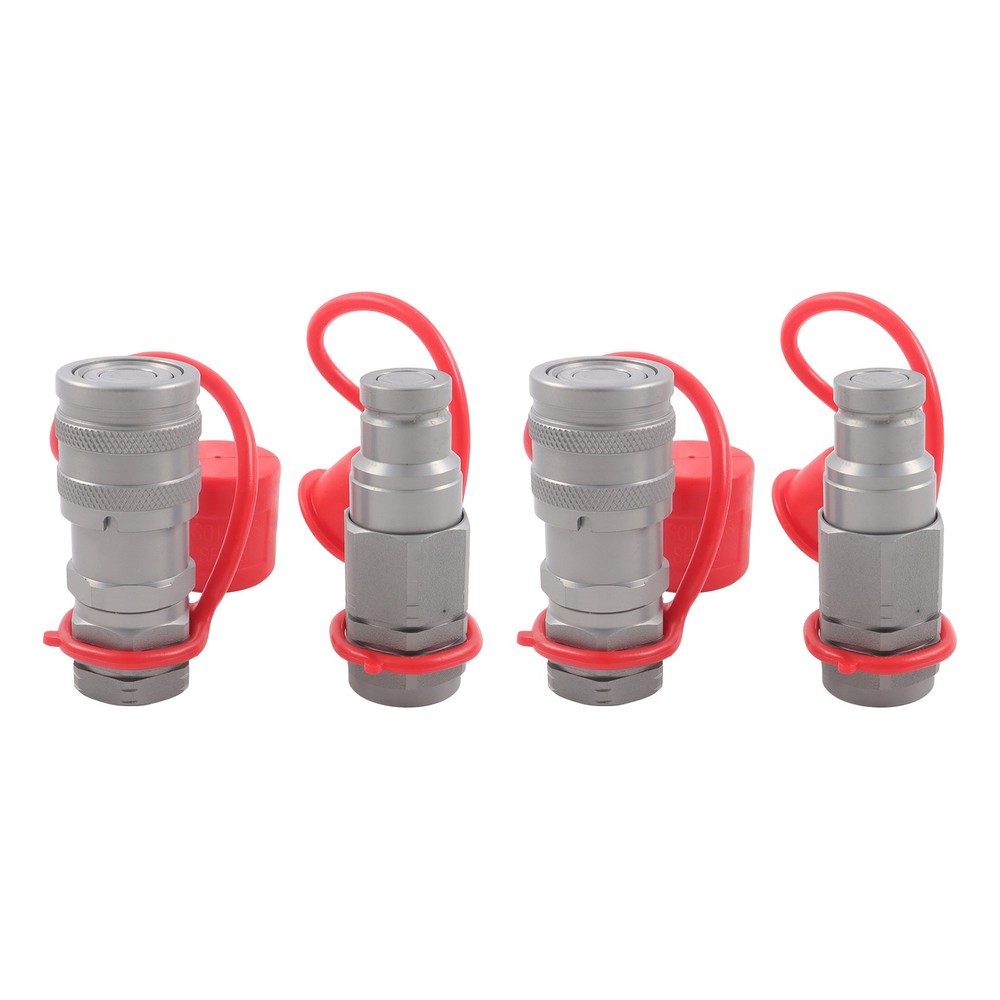 2 Pcs 3/8″ Flat Face Hydraulic Quick Disconnect Coupling Set 3/8″ NPT Thread