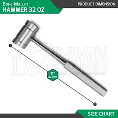 32oz Heavy Bone Mallet Hammer 11″ Veterinary Orthopedic Surgical Inst German Gr