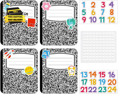 24PCS Composition Name Tags Stickers – Notebook Classroom Decor Name Tags for Lo