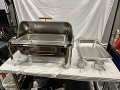 Acopa Supreme 8 Qt. Full Size Gold Accent Roll Top Chafer