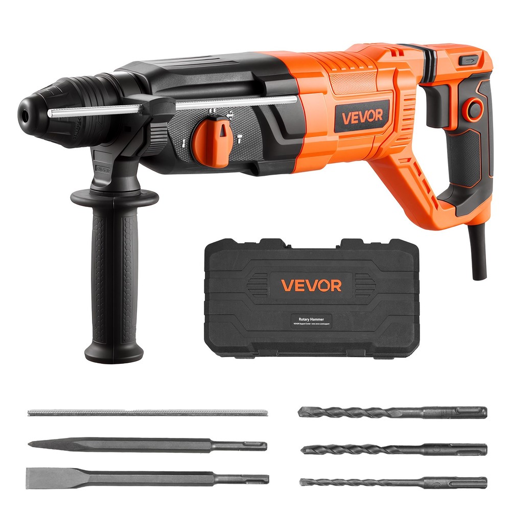 VEVOR Rotary Hammer Drill Rotary Hammer 1-1/8 in SDS-Plus for Concrete Masonry