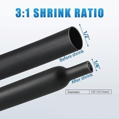 5 ft Waterproof Insulation Seal Heat Shrink Tubing 3:1, Diameter 1/2″ (12.7mm)