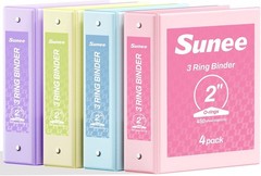 Moisture Resistant 4-Pack 2-Inch Binders with Clear Pockets and Safety Edges