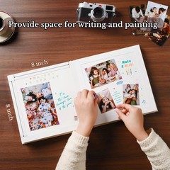 Pssoss 8 x 8 Inch DIY Scrapbook Album 40 Pages 8 x 8 40 Pages, Grey