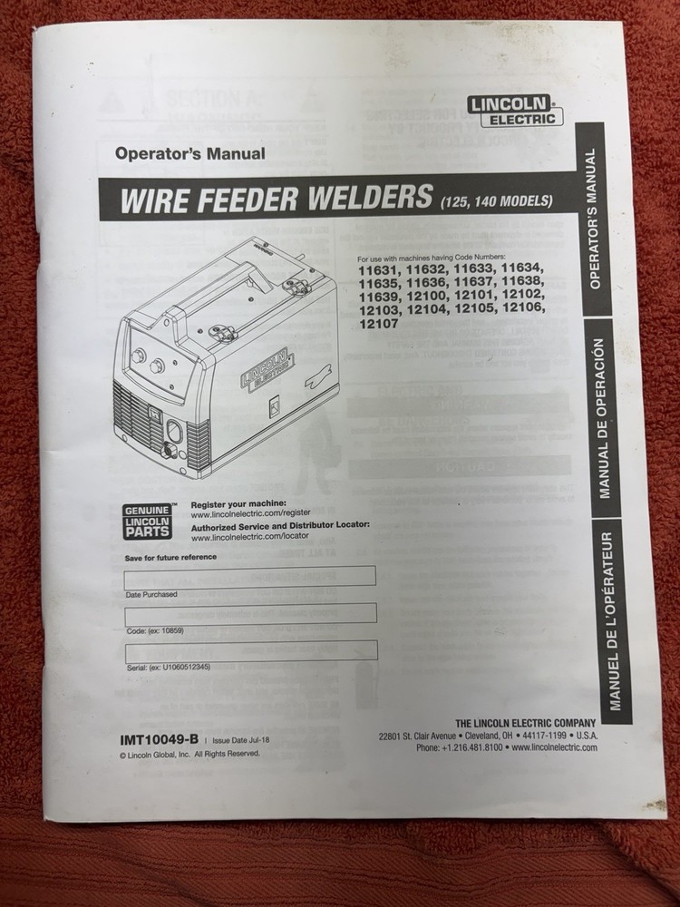Lincoln 125, 140 Welder Operators Manual Troubleshooting and Learn To Weld DVD