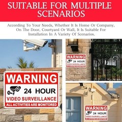 4 Pack Video Surveillance Signs, 8 x 12 Inch Aluminum Camera Signs, CCTV Secu…