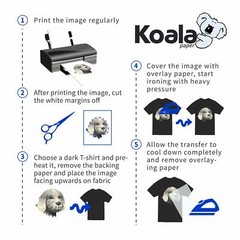Koala Dark Fabric Iron-on Heat Transfer Paper 20 Sheets Printable HTV 8.5×11