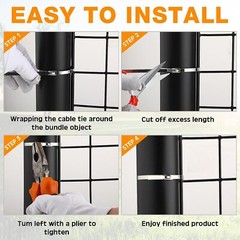 100 PCS 6″-20″ Metal Zip Ties Stainless Steel Heavy Duty Self-Locking Cable Ties