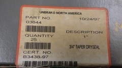 Box of (25) 1″ 3/4 Taper Dryseal Socket Plug Unbrako 03644
