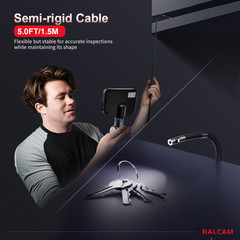 Ralcam Dual Lens Articulating Borescope 5″ Endoscope Inspection Camera 5FT Semi