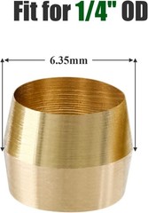 50 Pcs Brass Compression Fitting, 1/4″ Tube OD Compression Sleeves Ferrules B…