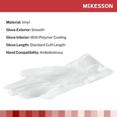 McKesson Vinyl Exam Glove Standard Cuff Length MEDIUM 1000 per Case