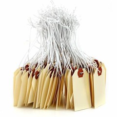 100 Pack Manila Shipping Tags with Elastic Rubber Bands Double Layer Reinforced