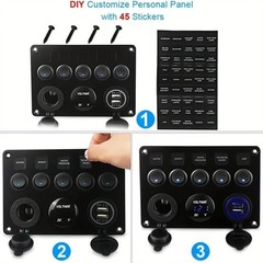 5-Switch 12V Electrical Panel – Voltmeter, Dual USB for RV, Truck & Boat