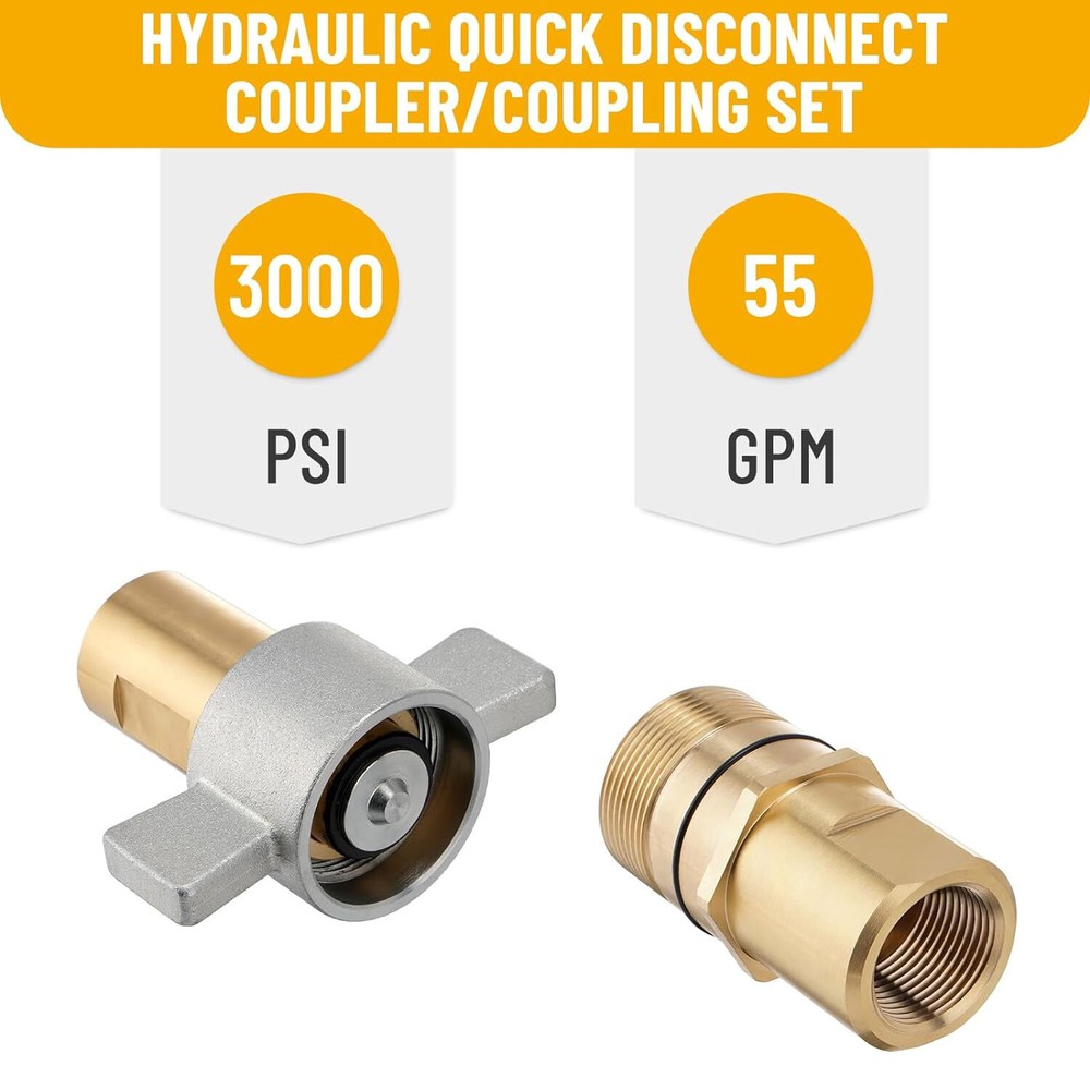 1″ NPT Wet-Line Wing Nut Hydraulic Quick Disconnect Coupler / Coupling Set NEW