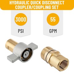 Heavy Duty 1” NPT Wet Line Wing Nut Hydraulic Quick Disconnect Coupler Set New