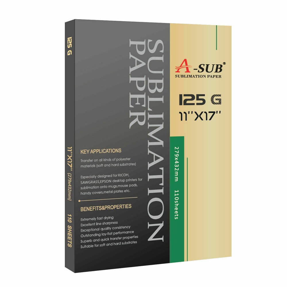 A-SUB Sublimation Paper 11×17 125g 110 Sheets Heat Transfer Sublimation Printer