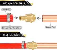 1/2″ Press x 1/2″ PEX Copper Press Coupling Adapter 5 Pack