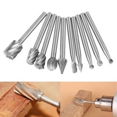 10pcs Tungsten Carbide Burrs Rotary Burr Set 1/4″ Head 1/8 Shank Die Grinder Bit