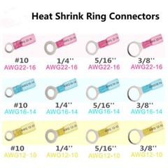 Waterproof Copper Wire Crimp Connectors Assortment Heat Shrink Ring Terminals