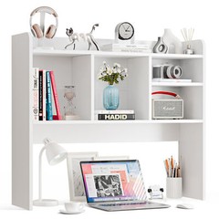 Desktop Bookshelf Wood Desk Hutch Organizer with 5 Shelves for Computer Desk