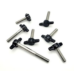 1/4-20 Thumb Screw T Bolts with Black Butterfly Plastic Tee Wing Knob Stainless
