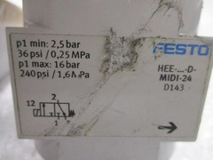 FESTO HEE-D-MIDI-24 ON/OFF VALVE 240PSI 16 BAR (AS PICTURED) NSNP