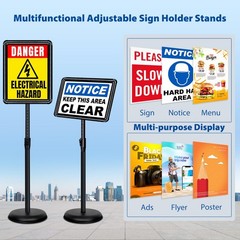 Adjustable 4-Pack 8.5×11 Inch Sign Holders – Floor Stand for Indoor/Outdoor Use