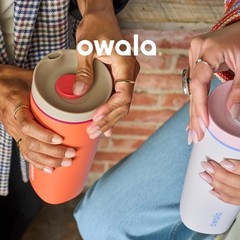 Owala SmoothSip Slider Insulated Stainless Steel Coffee 12 Ounces, Cozy Cocoa