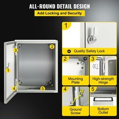 10″ x 8″ x 6” NEMA 4X Steel Electrical Box IP66 Waterproof & Dustproof