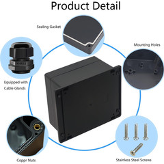 Junction Box IP65 Waterproof ABS Plastic Project Case Power Enclosure Black