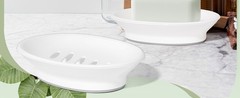 2-Pack Soap Dish with Drain Plastic Sponge Holder Easy Cleaning Soap Saver Tray