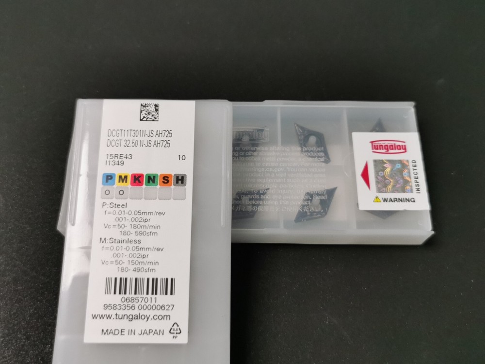 DCGT 32.50 FN-JS AH725 Tungaloy (R. 004) *10 INSERTS BOX* DCGT11T301N-JS
