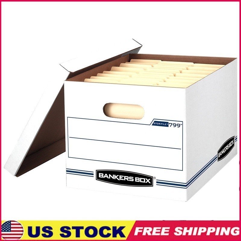 10 Pack File Storage Boxes Stackable Lift Off Lid Document Organizer Heavy Duty