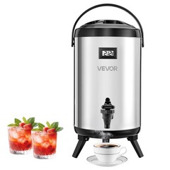 Insulated Beverage Dispenser, 2 Gal/7.6L Stainless Steel Thermal Drink Server wi