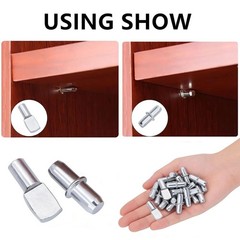 76 Pcs Shelf Pins Kit, 5mm Pegs Pins, 2 Styles Nickel 5mm, silvery