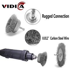 9pc Wire Brush Drill Set 1/4 Hex Shank Carbon Steel Paint Rust Removal