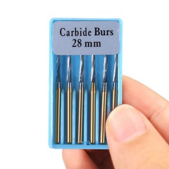 6 PCS Zekrya 28mm Long Dental Carbide Burs Surgical Drills FG Shank Dia. 1.6mm