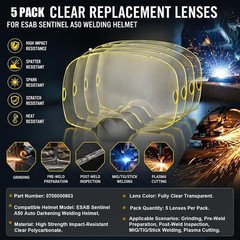 5 Pack 700000803 Clear Front Cover Lens Compatible with ESAB Sentinel A50 Weldin