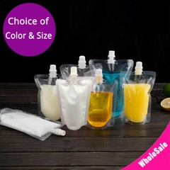 Multi-Size & Color Glossy Mylar Stand up Drinking Pouches w/ Spout & Funnel
