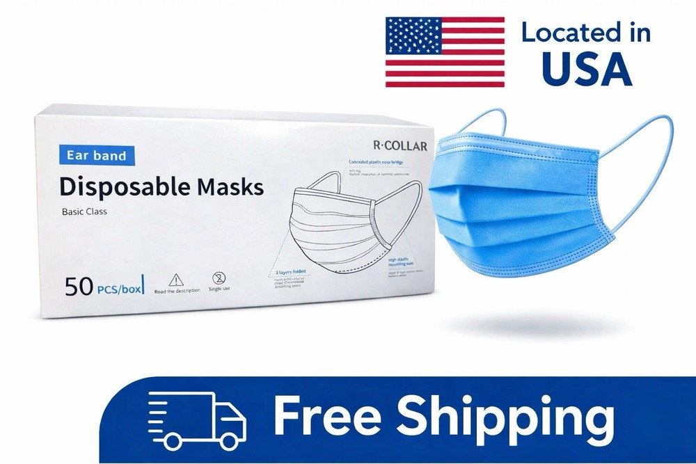 50 PCS Disposable Face Mask 3-Ply Non Medical Surgical Earloop Mouth Dust Cover