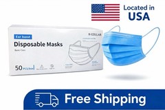 50 PCS Disposable Face Mask 3-Ply Non Medical Surgical Earloop Mouth Dust Cover