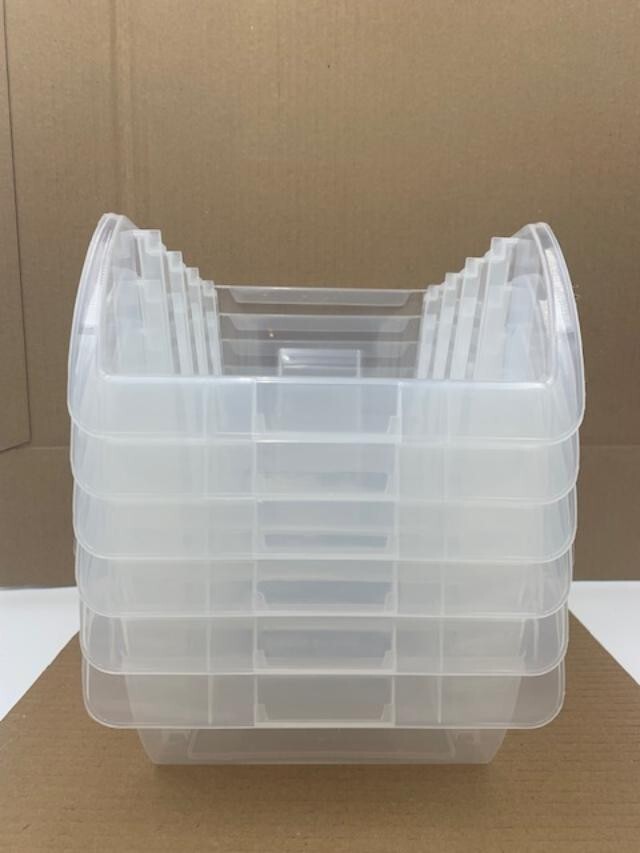 6- Store House Large Clear Stacking Bins 12-3/4″ L x 8-1/4″W x 6″H Storage Tool