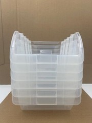 6- Store House Large Clear Stacking Bins 12-3/4″ L x 8-1/4″W x 6″H Storage Tool