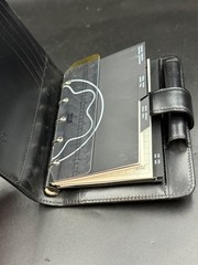 Authentic Montblanc Black Leather 6 Ring Organizer Planner Agenda w/ Inserts