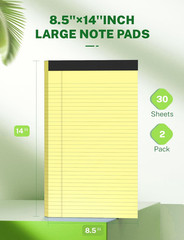 Legal Pads 8.5 X 14, Wide Ruled Legal Pad, Yellow Paper 8.5 X 14, 30 Sheets Per