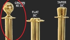 ROPE STANCHION, 5 PCS SET, CROWN TOP AND GOLD POLISH S.S. 12″ DOMED BASE